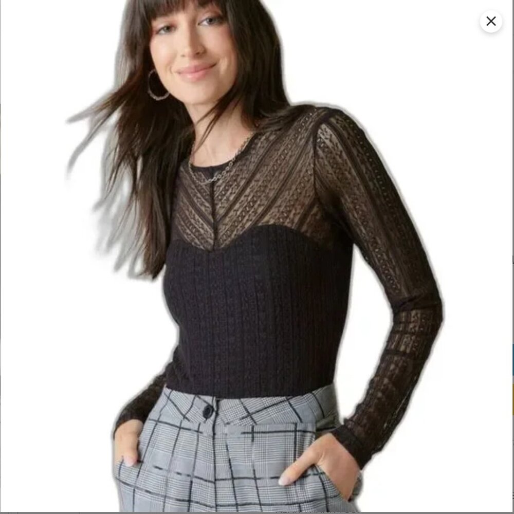 Abercrombie and Fitch Long Sleeve lace bodysuit black